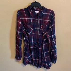 Ingrid & Isabel Maternity Plaid Popover Tunic size XXL